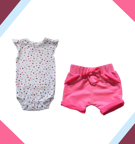 Summer Set Body Masi Colorful Dots with Shorts Lyty Pink